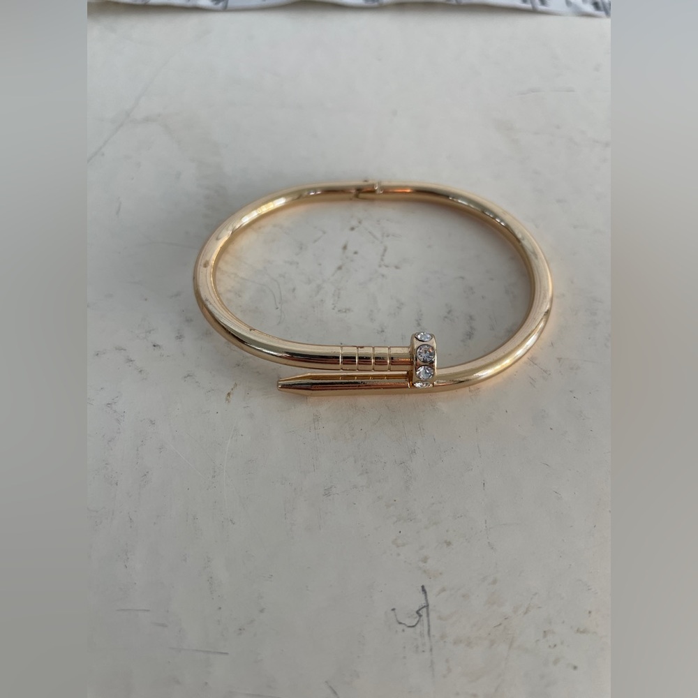 Sterling Forever Gold Plated Nail Bangle